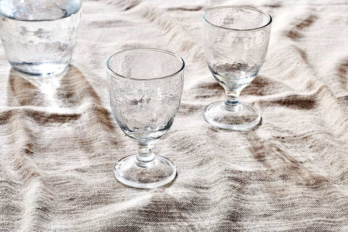 Nkuku - Yala Hammered Wine Glass - Clear Glass (Set of 4)
