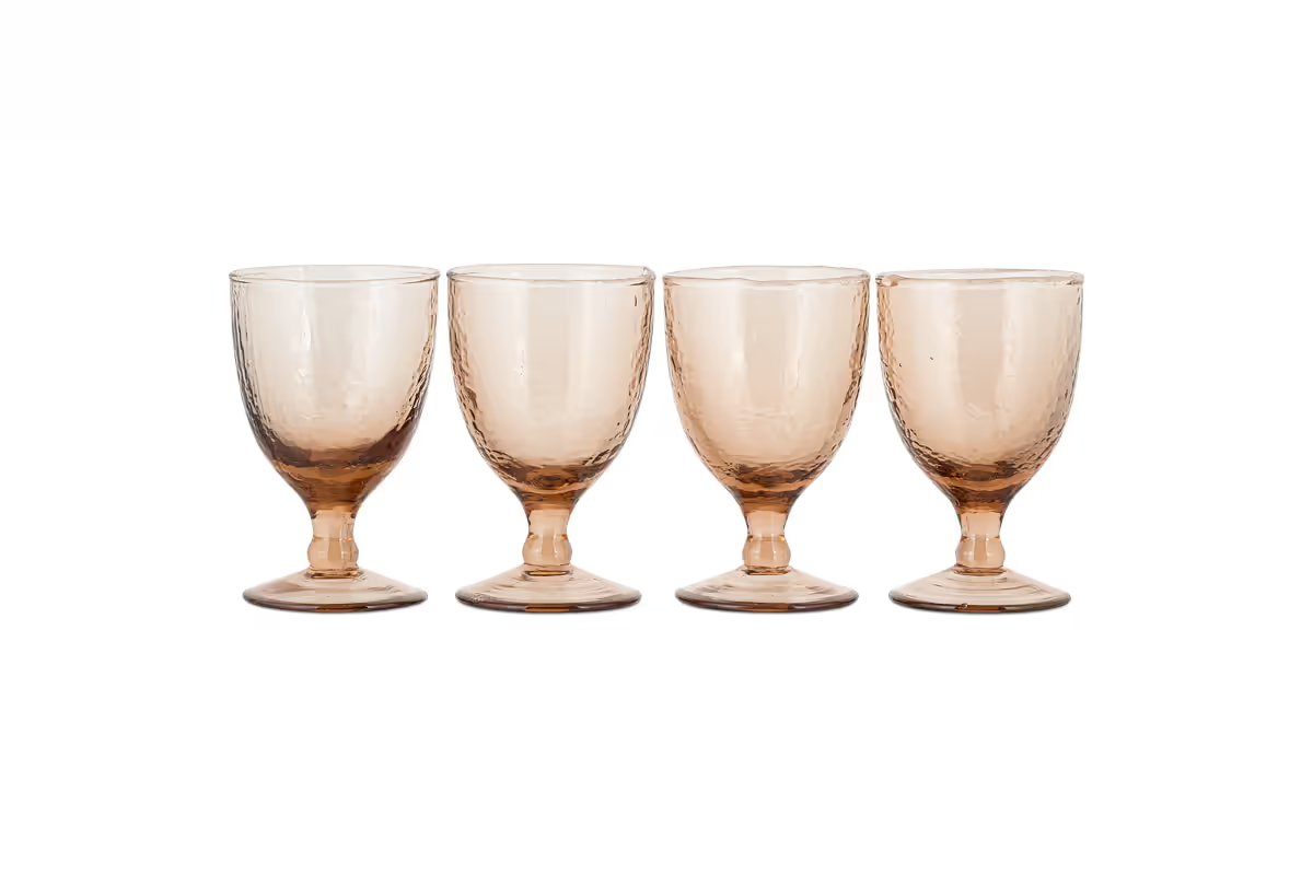Nkuku - Yala Hammered Wine Glass - Dusty Terracotta (Set of 4)