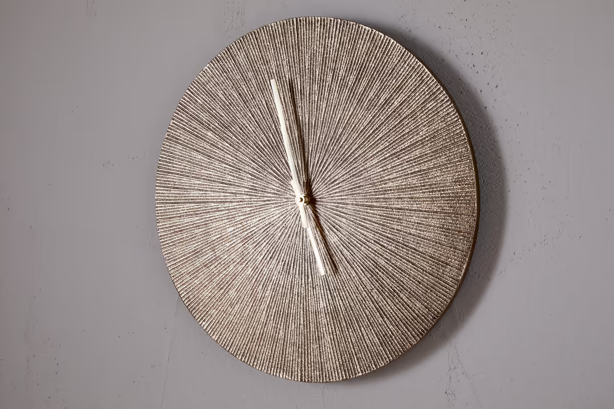 Nkuku - Zuwena Etched Wall Clock - Antique Brass - Large