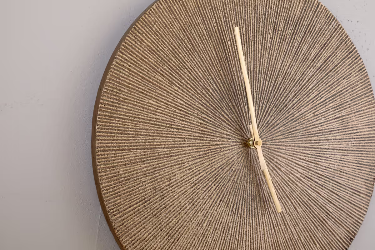 Nkuku - Zuwena Etched Wall Clock - Antique Brass - Large