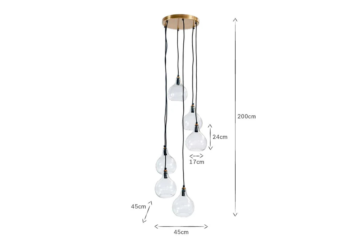 Nkuku Ziva Statement Recycled Glass 6 Piece Cluster Pendant