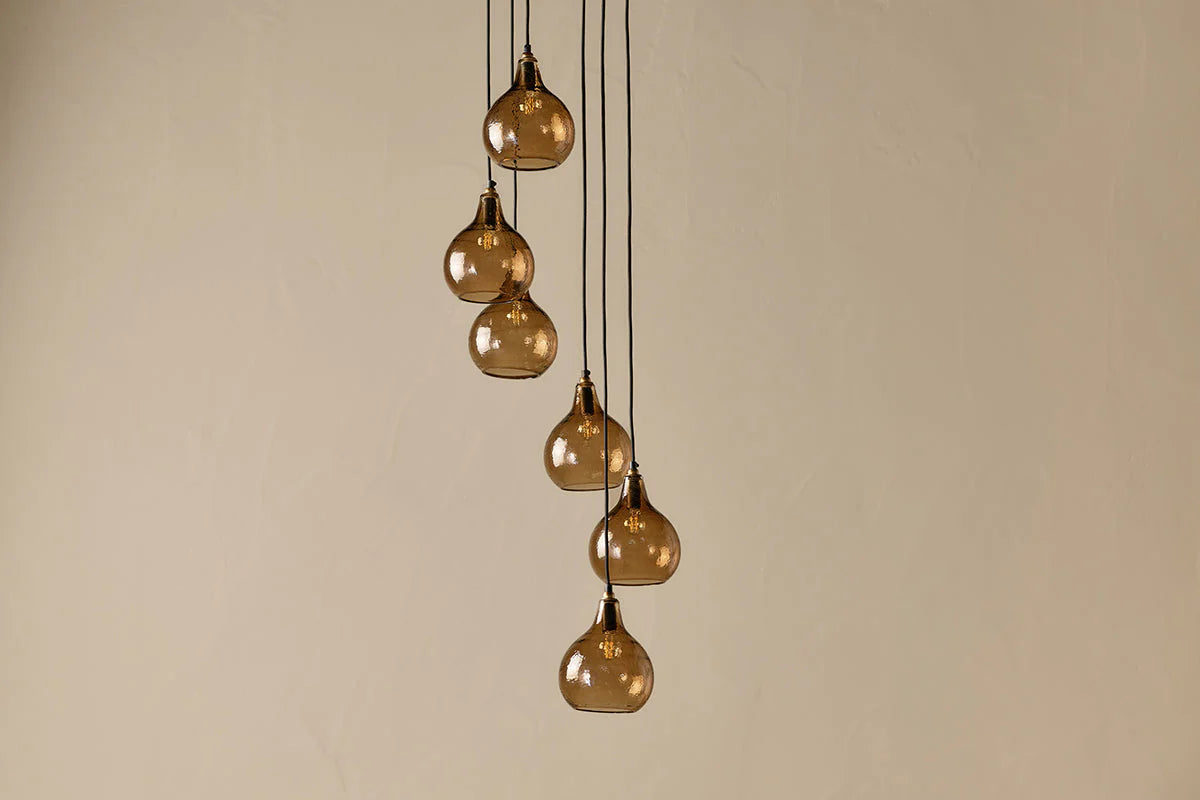 Nkuku Ziva Statement Recycled Glass 6 Piece Cluster Pendant