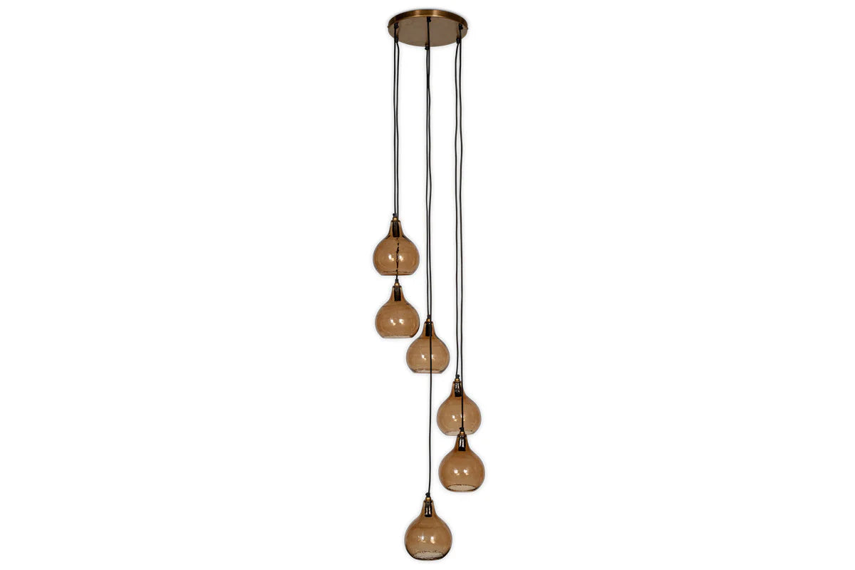 Nkuku Ziva Statement Recycled Glass 6 Piece Cluster Pendant