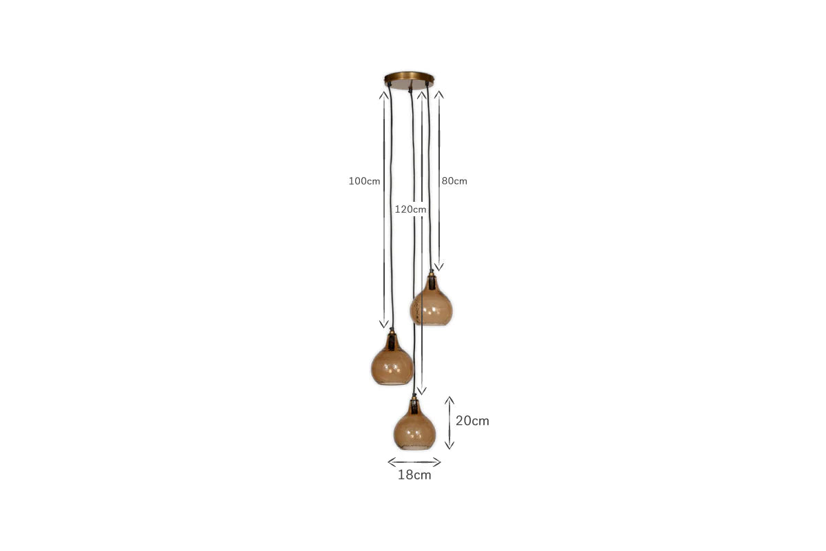 Nkuku Ziva Recycled Glass 3 Piece Cluster Pendant
