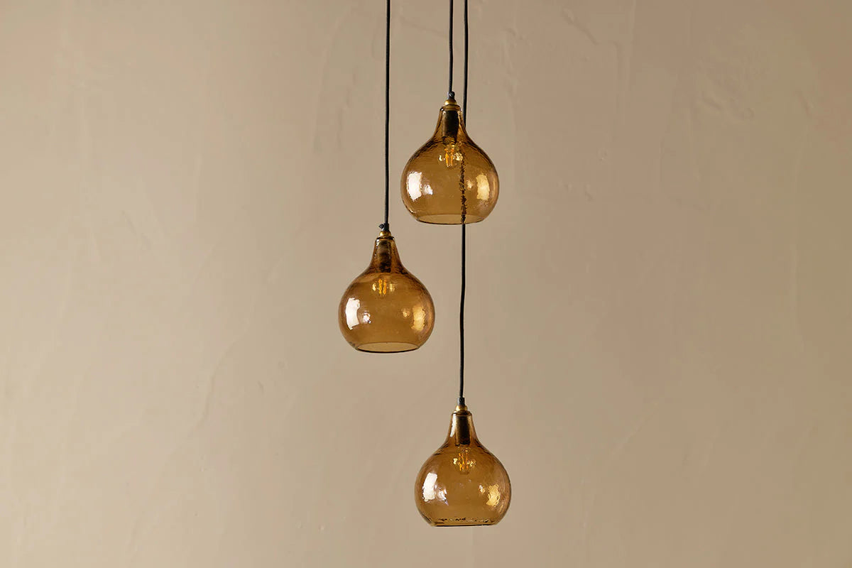 Nkuku Ziva Recycled Glass 3 Piece Cluster Pendant