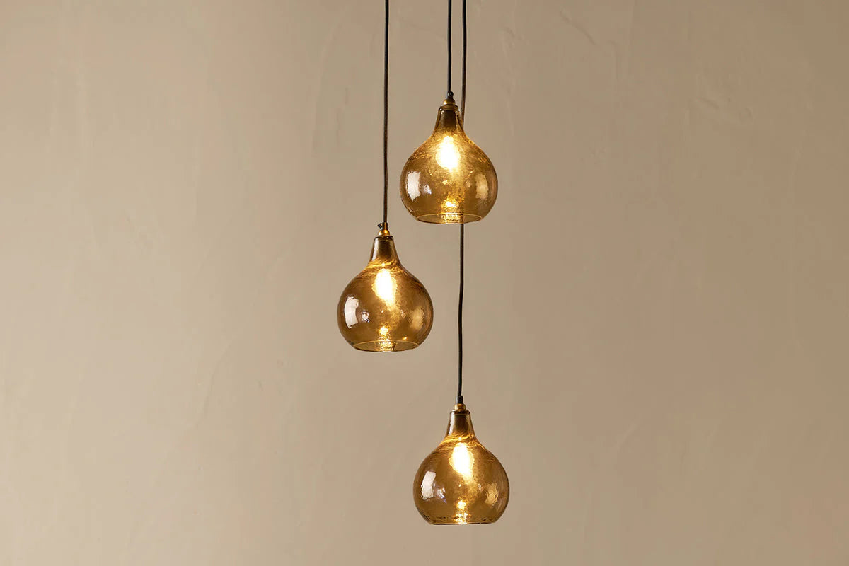 Nkuku Ziva Recycled Glass 3 Piece Cluster Pendant