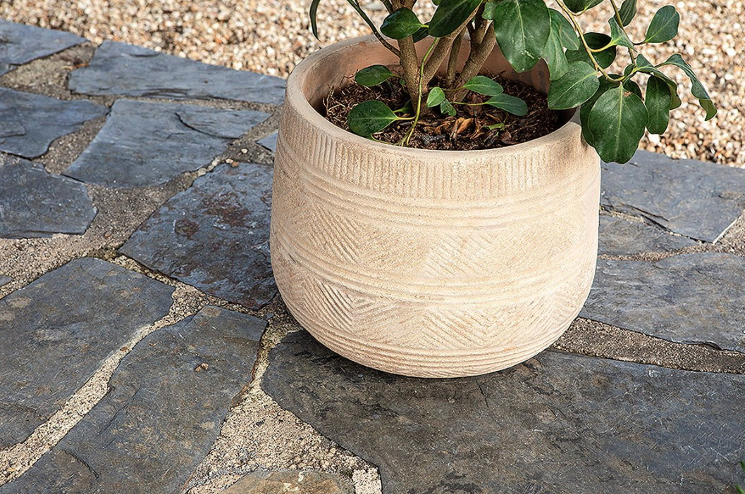 Nkuku Zadie Etched Ceramic Planters - Neutral