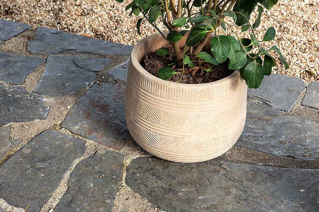 Nkuku Zadie Etched Ceramic Planters - Neutral