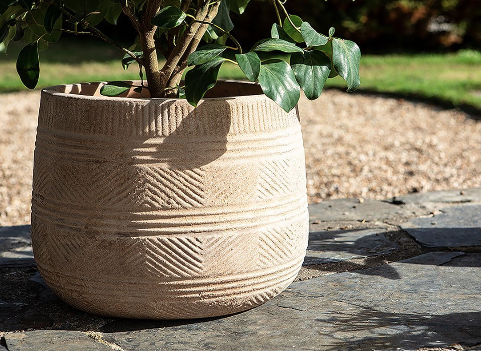 Nkuku Zadie Etched Ceramic Planters - Neutral