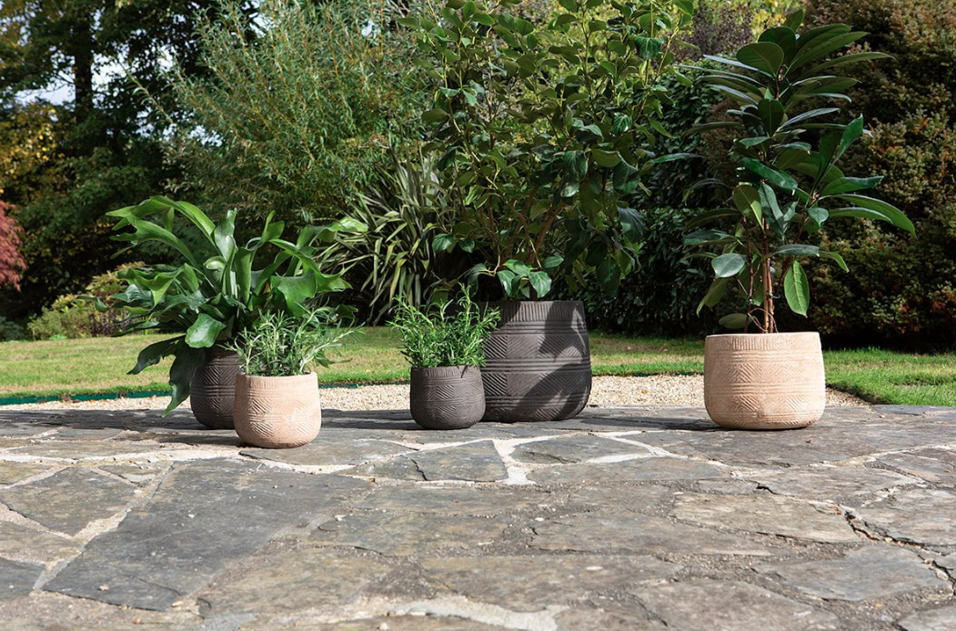 Nkuku Zadie Etched Ceramic Planters - Neutral