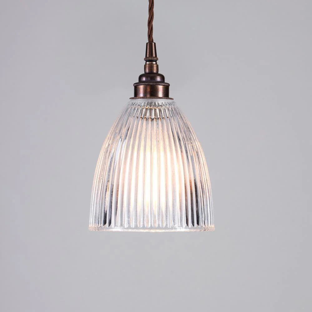 Old School Electric Elongated Prismatic Pendant Light - Small - Antique Brass