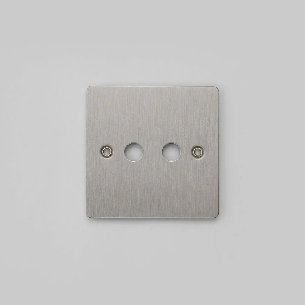 Buster & Punch - 1G Wall Plate For 2 Toggles Only - Steel Finish