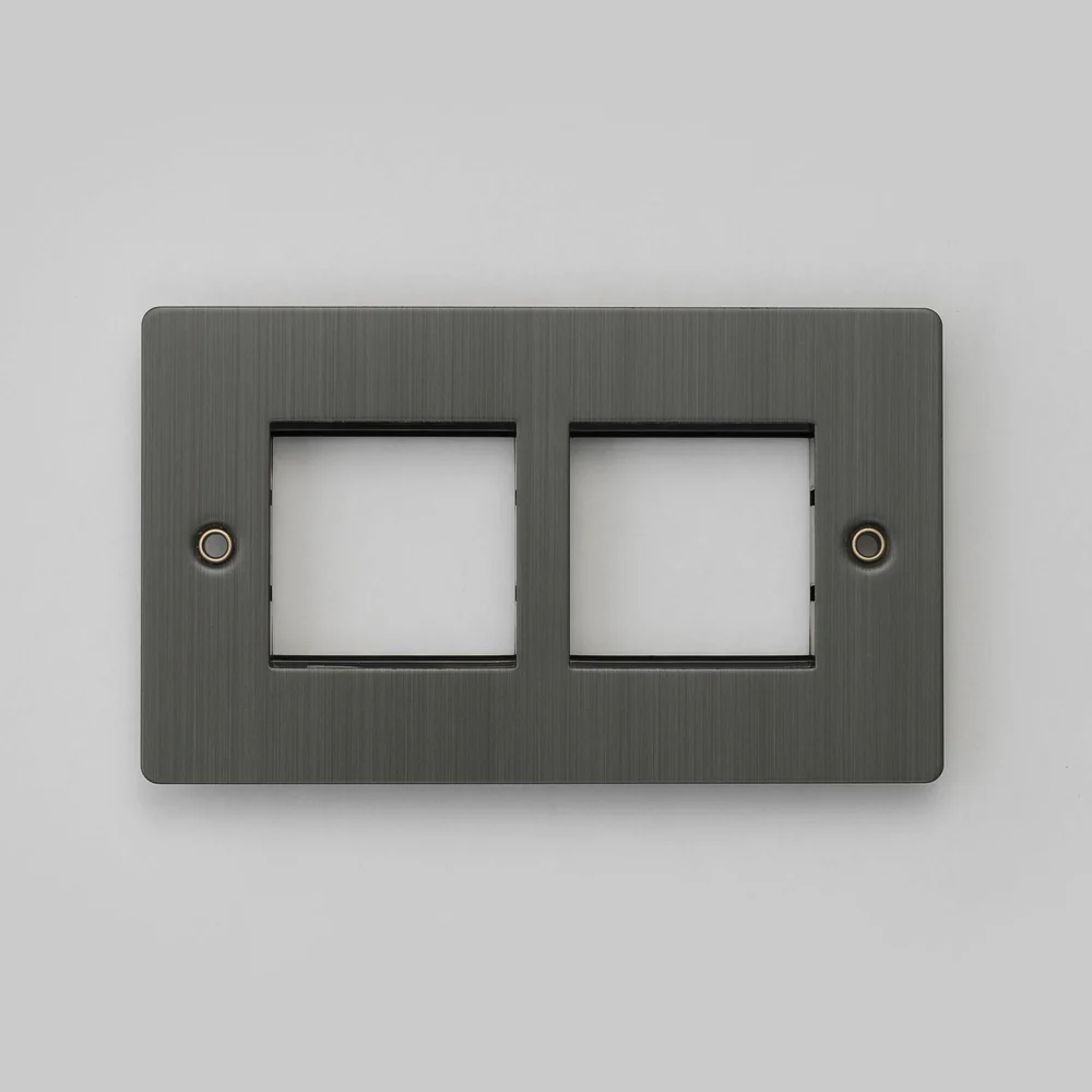 Buster & Punch - 2G Wall Plate For 2 Modules 45mm - Smoked Bronze Finish