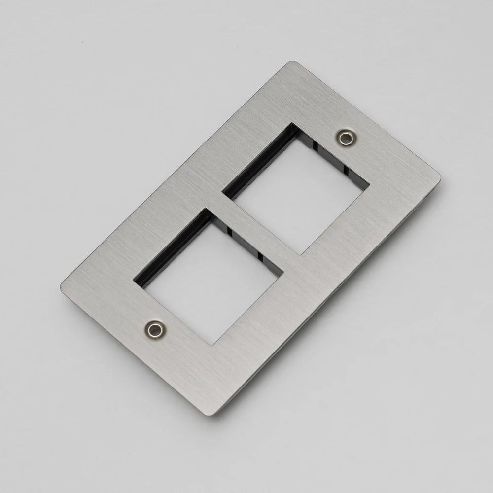 Buster & Punch - 2G Wall Plate For 2 Modules 45mm - Steel Finish