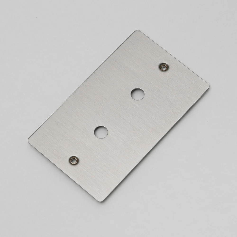 Buster & Punch - 2G Wall Plate For 2 Dimmers or Toggles - Steel Finish
