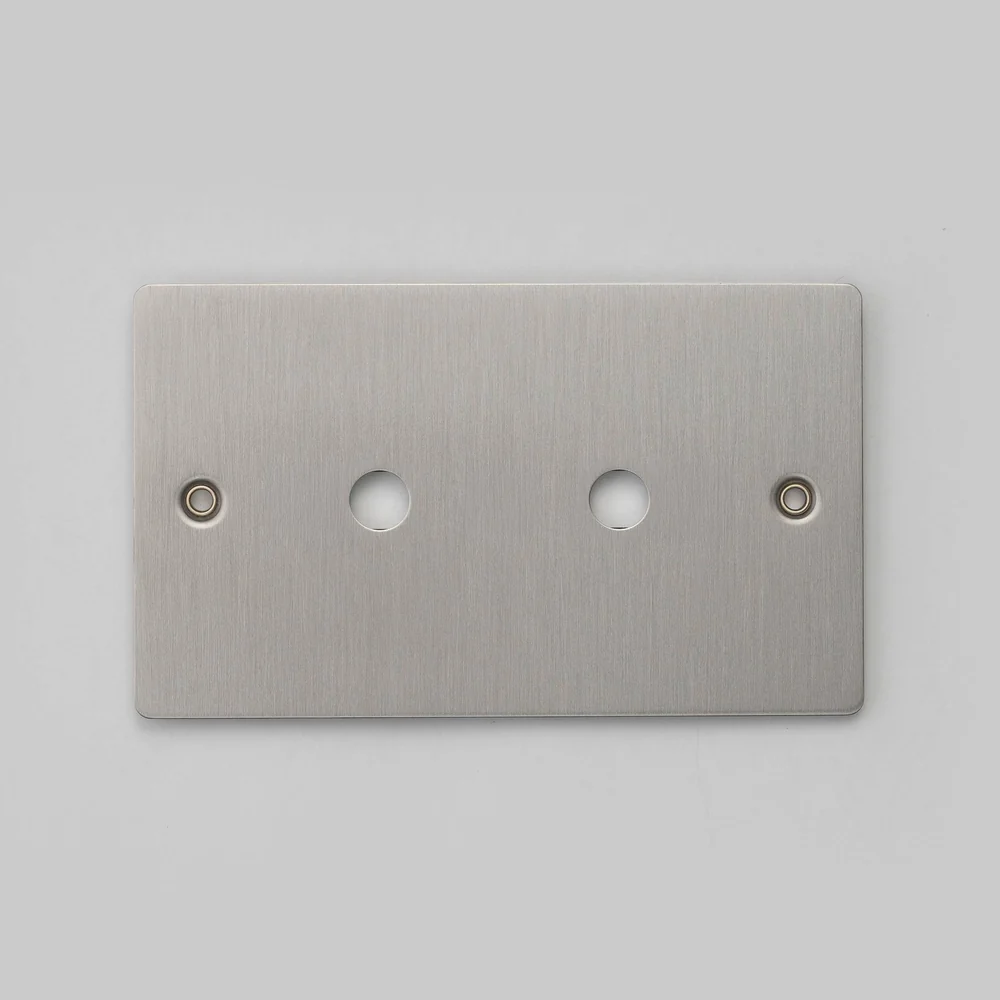Buster & Punch - 2G Wall Plate For 2 Dimmers or Toggles - Steel Finish