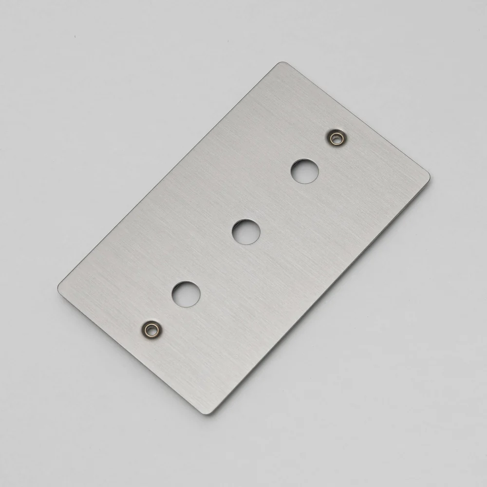 Buster & Punch - 2G Wall Plate For 3 Dimmers or Toggles - Steel Finish