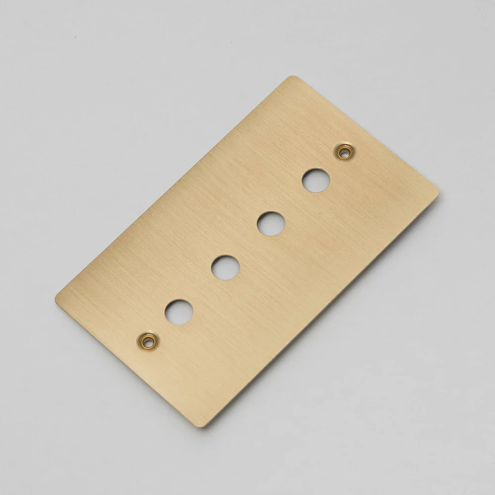 Buster & Punch - 2G Wall Plate For 4 Dimmers or Toggles - Brass Finish