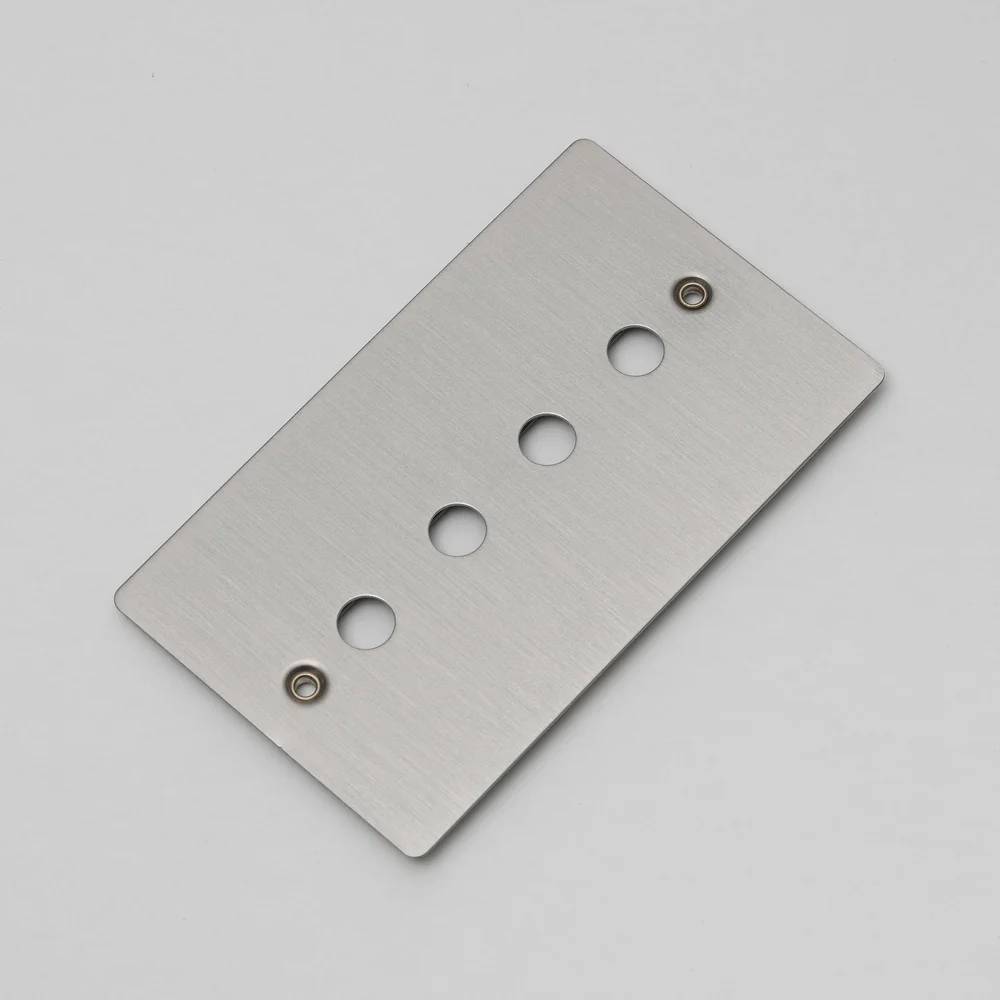 Buster & Punch - 2G Wall Plate For 4 Dimmers or Toggles - Steel Finish