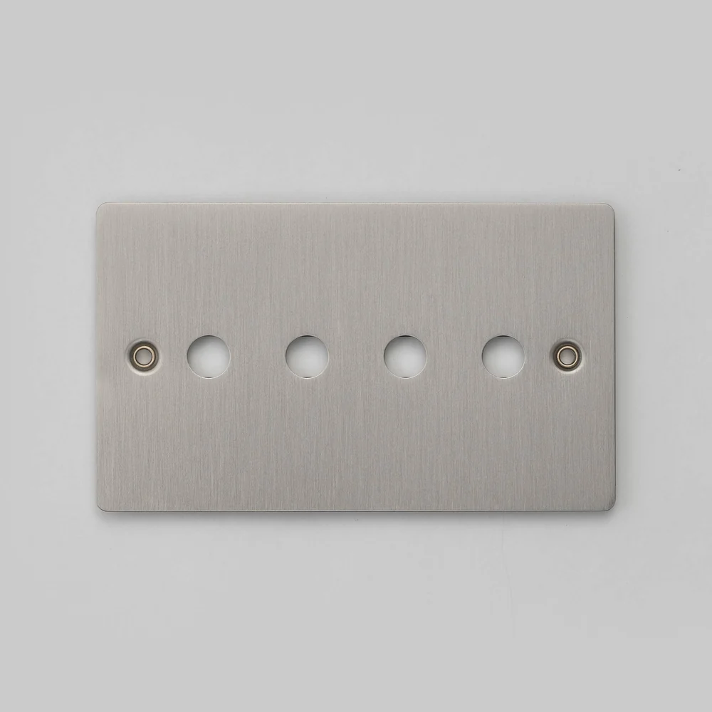 Buster & Punch - 2G Wall Plate For 4 Dimmers or Toggles - Steel Finish