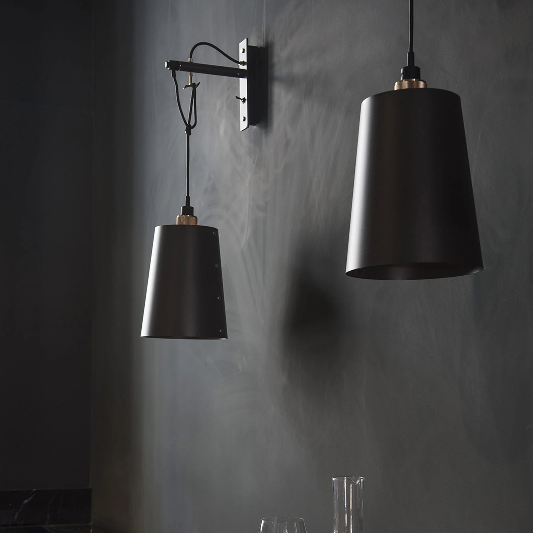 Buster & Punch Hooked Wall Light - Large - Graphite - Brass