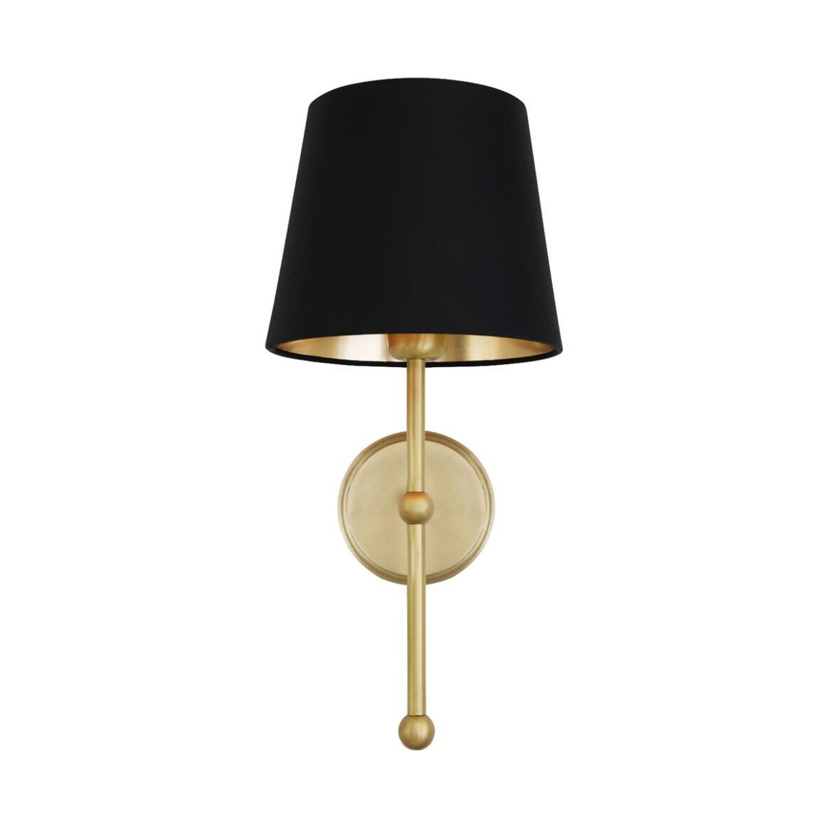 Mullan - California Modern Brass Wall Light with Fabric Shade 20cm IP20 - Satin Brass Finish