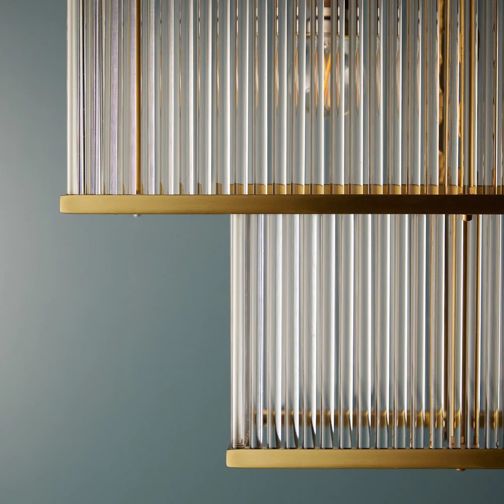 Pooky Odin Chandelier in Brass with Glass Rods