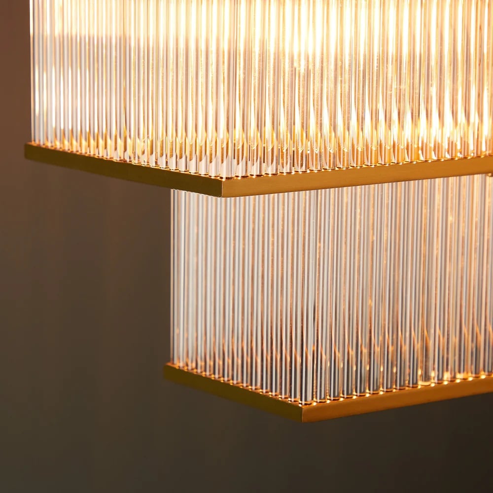 Pooky Odin Chandelier in Brass with Glass Rods