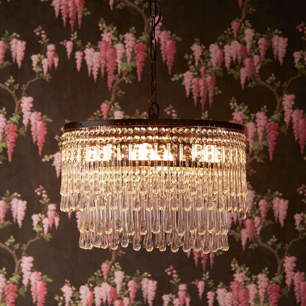 Pooky Larger Rita Chandelier with Clear Blown Glass Droplets