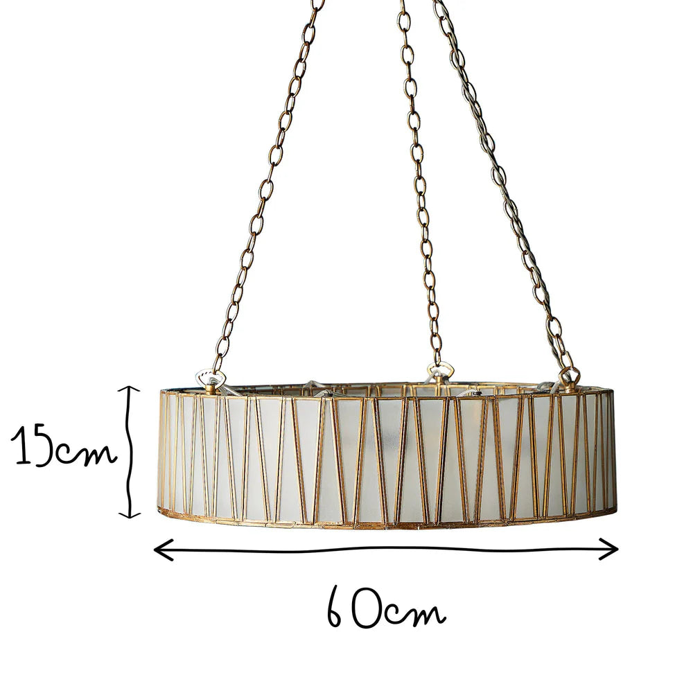 Pooky Shard Chandelier in Brass and Frosted Glass