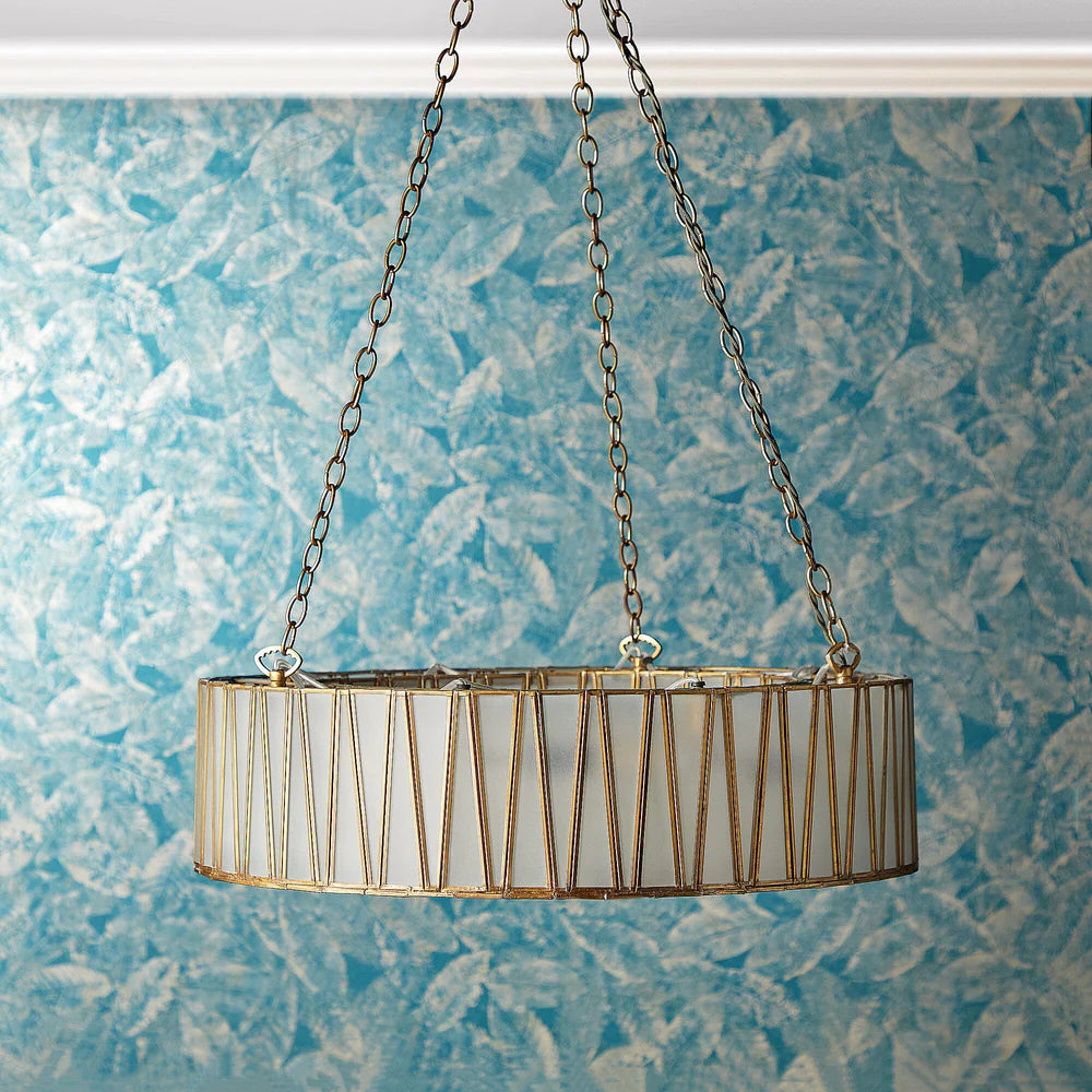 Pooky Shard Chandelier in Brass and Frosted Glass