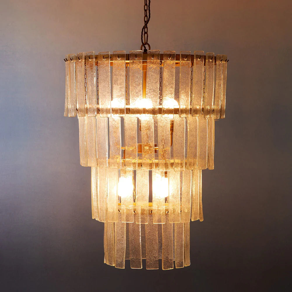 Pooky Four Tiered Starsky Chandelier with Clear Recycled Pressed Glass Strips