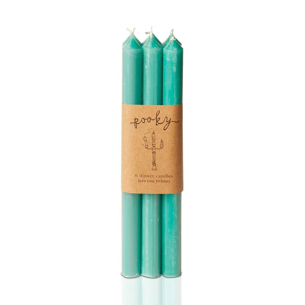 Pooky - Dusky Dinner Candle - Emerald - Pack of 6