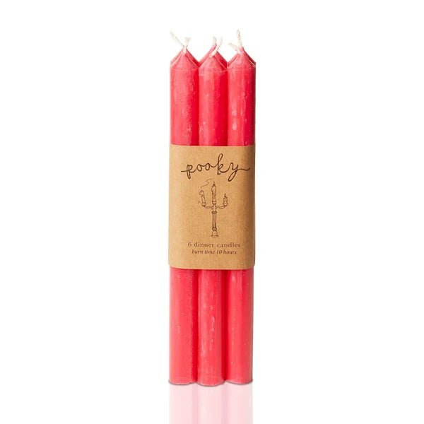 Pooky - Dusky Dinner Candle - Warm Red - Pack of 6