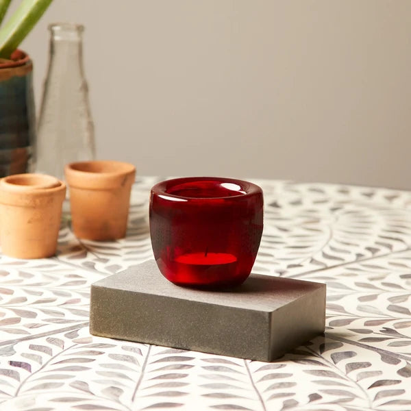 Pooky - Burly Tealight Holder - Ruby Glass