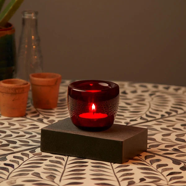 Pooky - Burly Tealight Holder - Ruby Glass