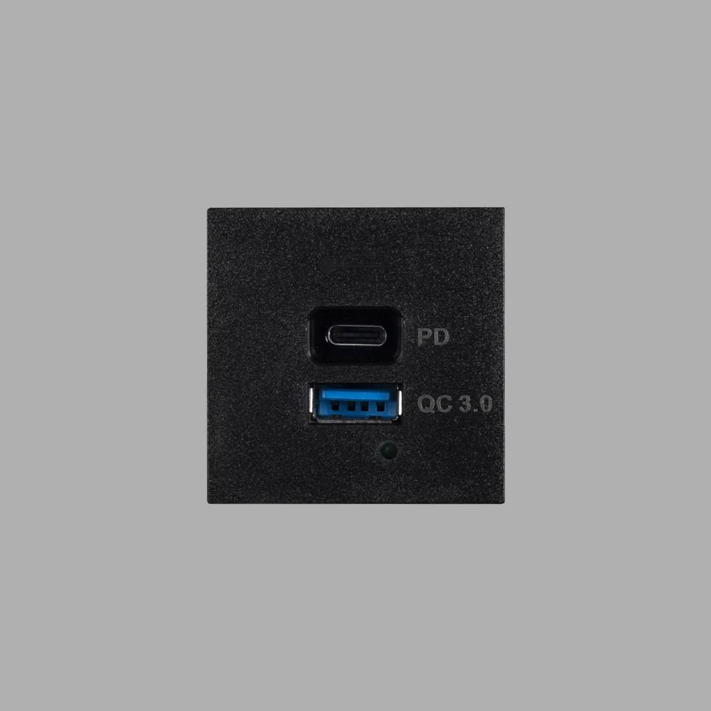 Buster & Punch - USB Module - USB A + C Quick Charge 45 mm - Black Finish