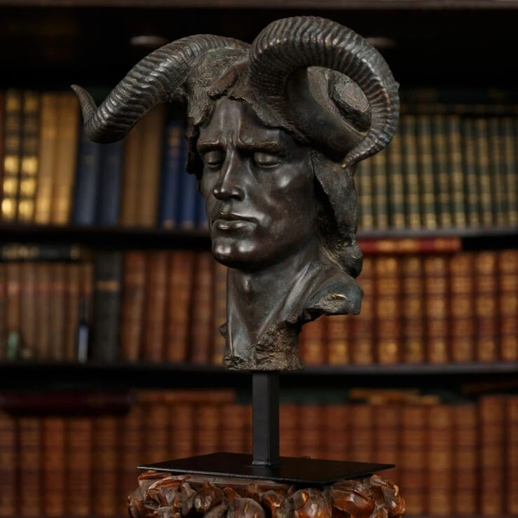 Pure White Lines Damien Bust on Stand