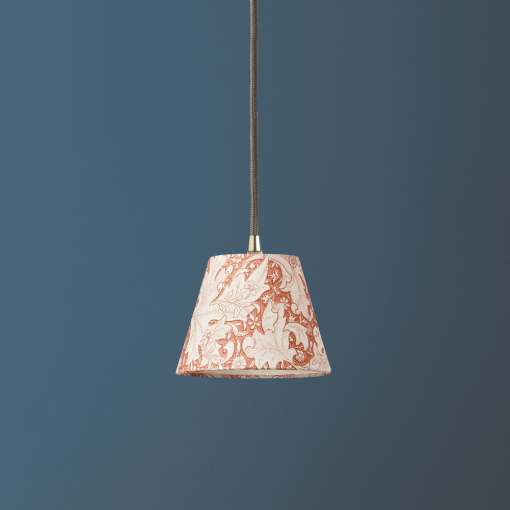 Pooky - 18cm Pendant Shade - Brick Dust Wallflower Printed Cotton - Morris & Co.