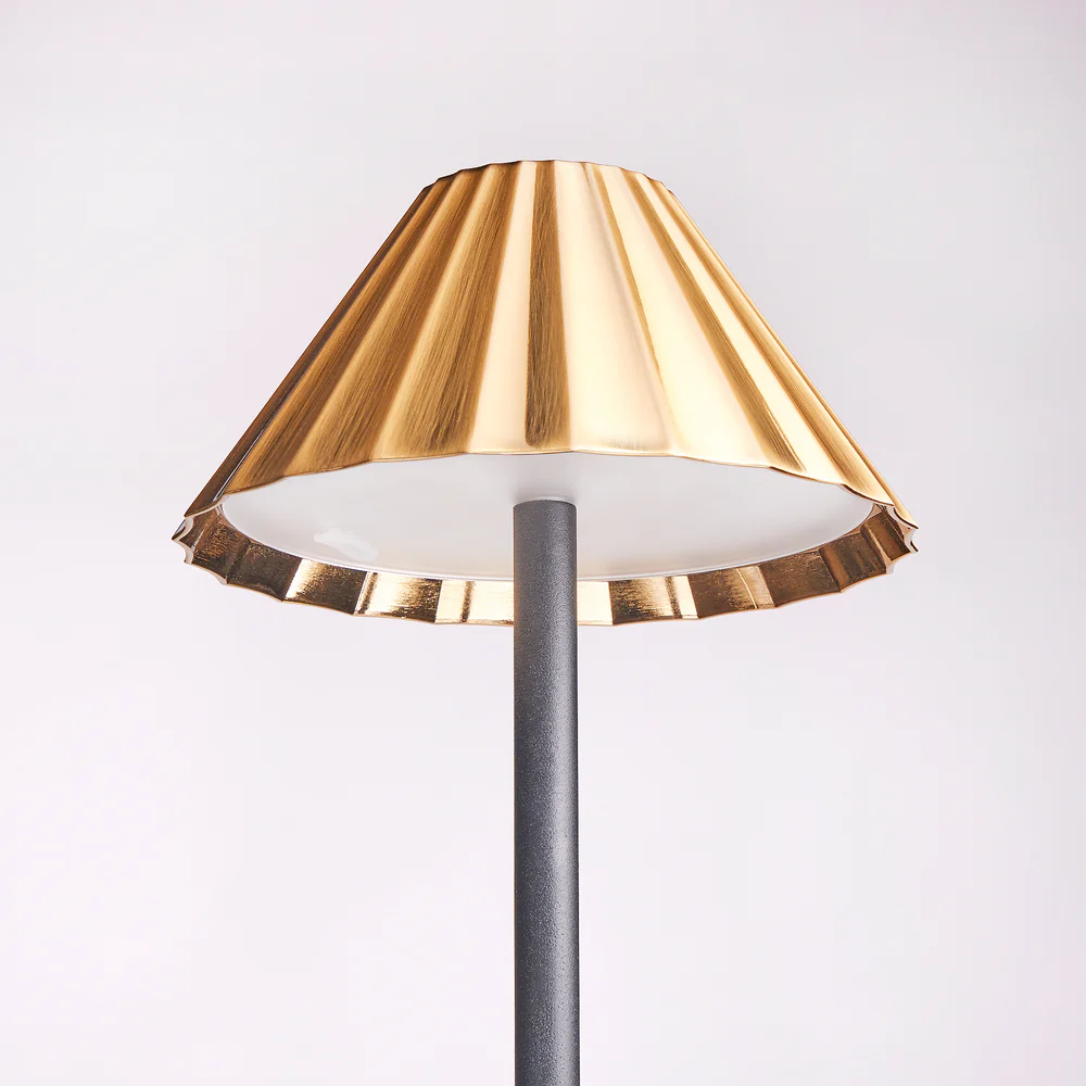 Pooky - Twinky Rechargeable Floor Lamp - Black With Brass Hood