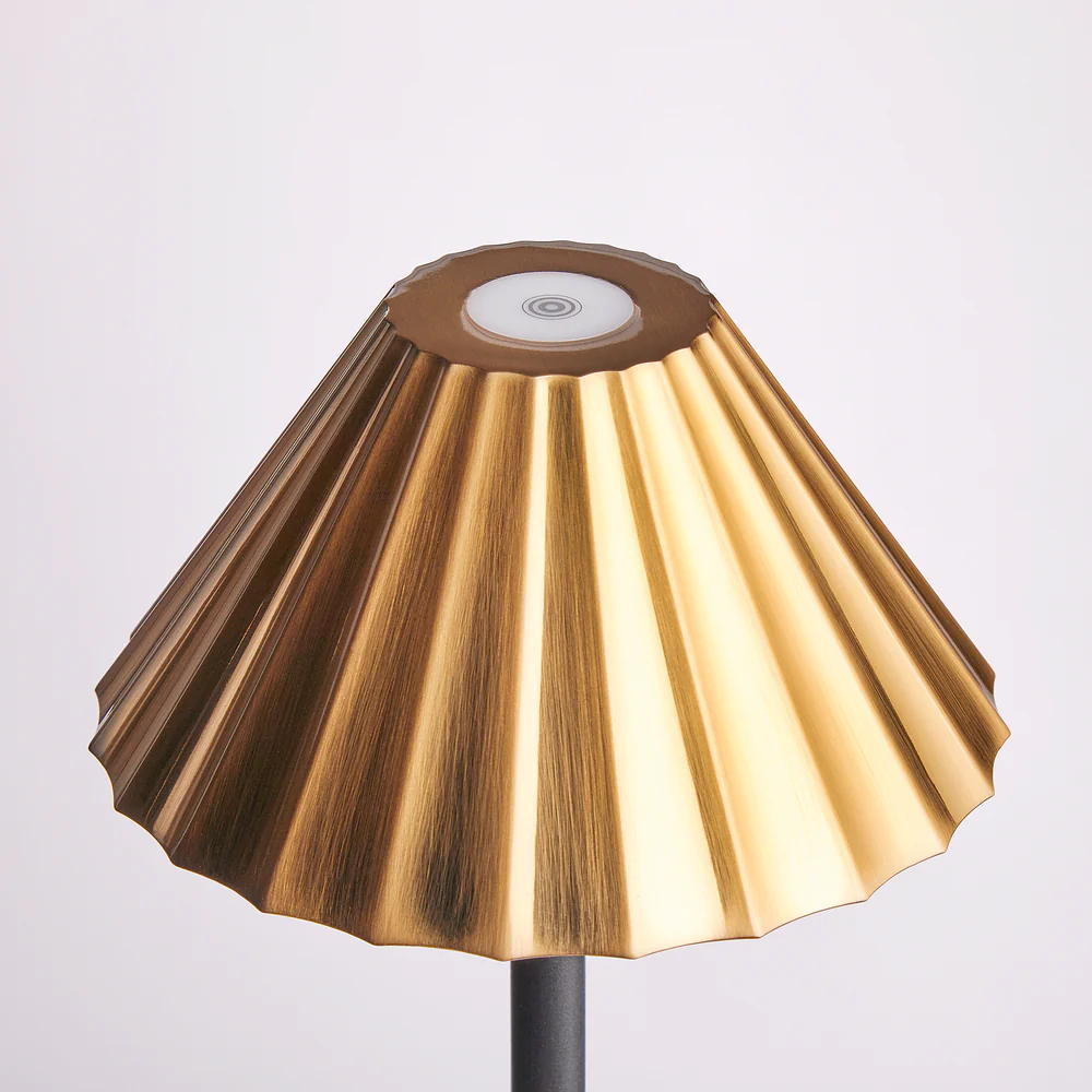 Pooky - Twinky Rechargeable Floor Lamp - Black With Brass Hood