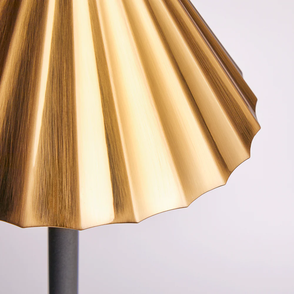 Pooky - Twinky Rechargeable Floor Lamp - Black With Brass Hood
