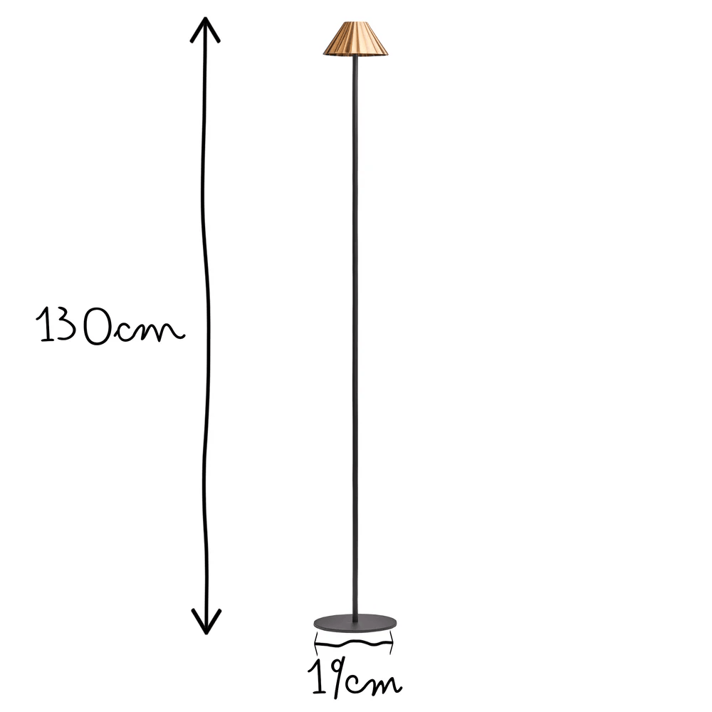 Pooky - Twinky Rechargeable Floor Lamp - Black With Brass Hood