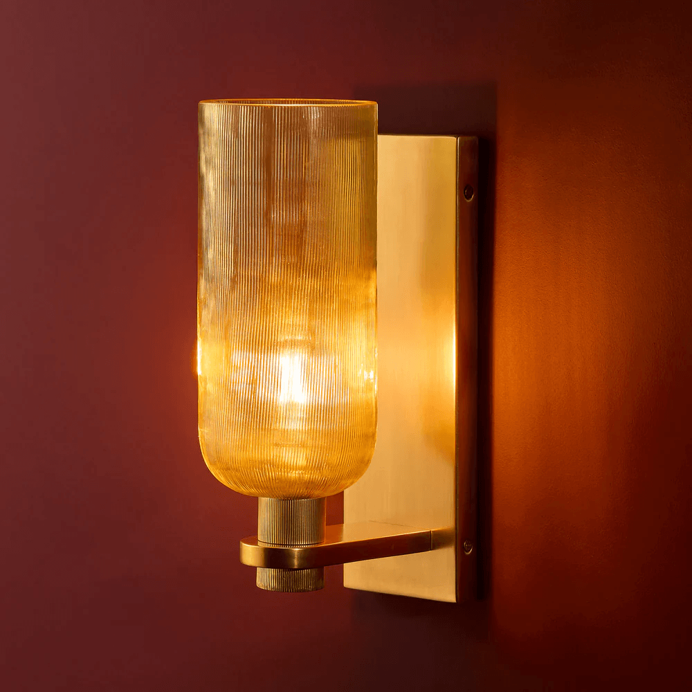 Pooky - Riven Wall Light - Etched Glass And Brass