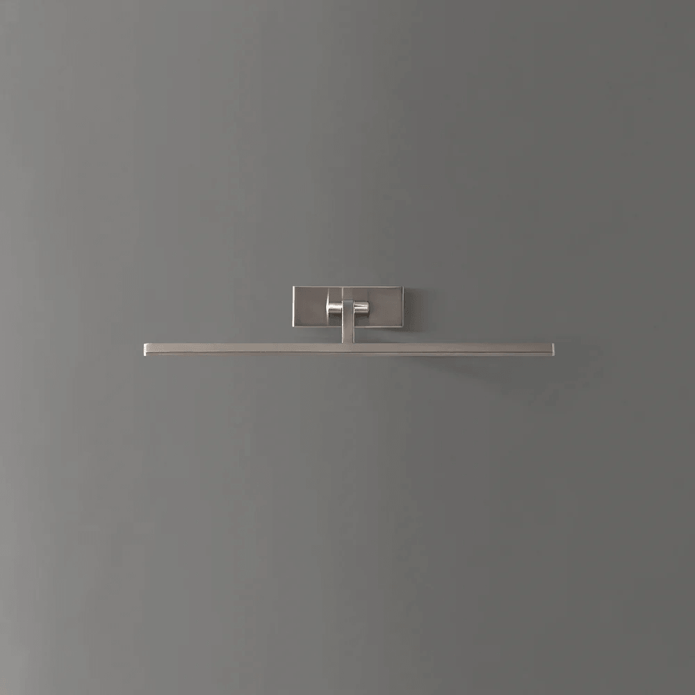 Pooky - Blake Dimmable Picture Light - Medium - Brushed Chrome Finish mounted on a wall.