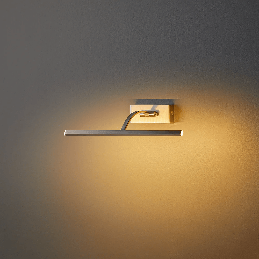 Pooky - Blake Dimmable Picture Light - Smaller - Brushed Chrome Finish mounted on wall