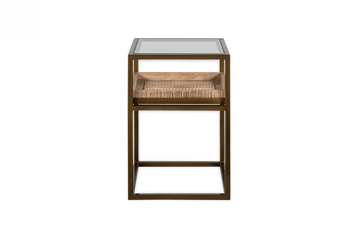 Nkuku - Luzon Iron & Mango Wood Display Side Table - Brass
