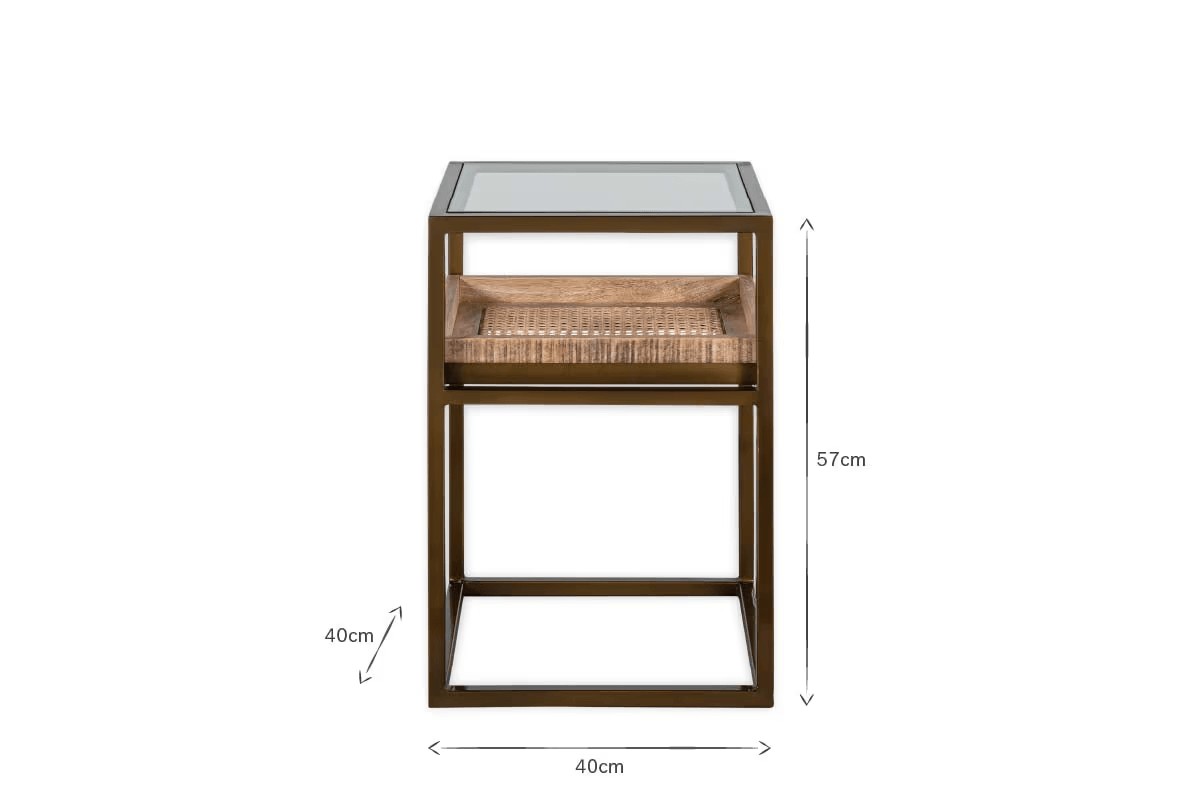 Nkuku - Luzon Iron & Mango Wood Display Side Table - Brass