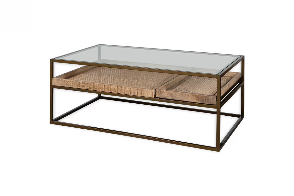 Nkuku - Luzon Iron & Mango Wood Display Coffee Table - Brass