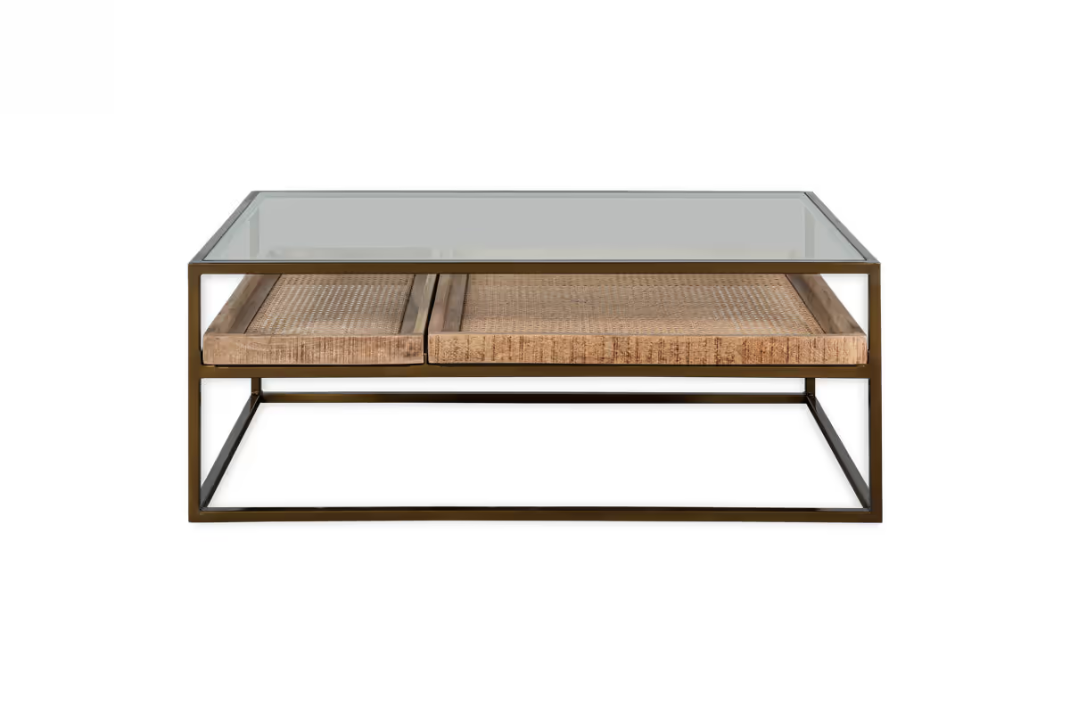 Nkuku - Luzon Iron & Mango Wood Display Coffee Table - Brass